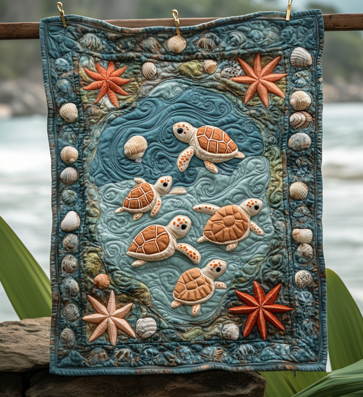 Amazing Turtles Art Quilt Hanging