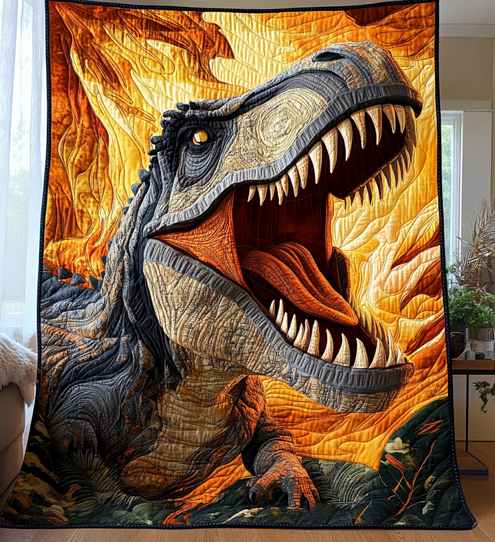 Ancient Roar Art Quilt Hanging
