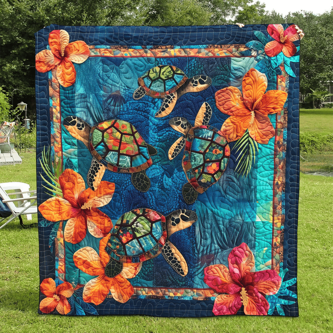 Aqua Turtle Blanket