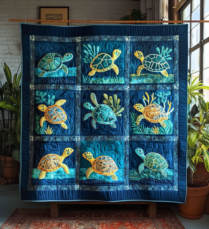Aquatic Dream Art Quilt Hanging