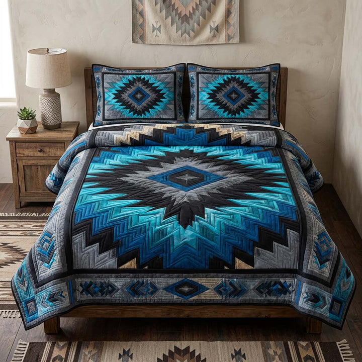 Arctic Blue Star 3-Piece Bedding Set