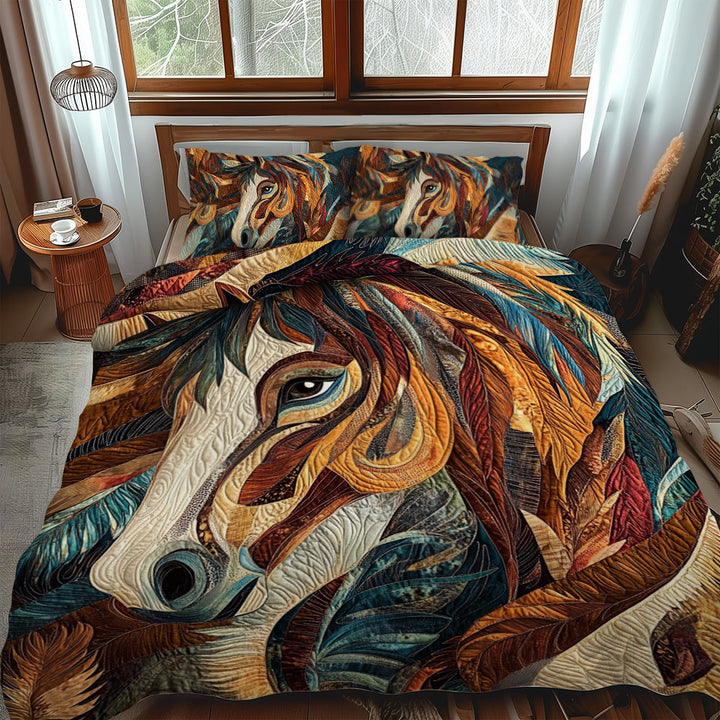 Artistic Horse-Themed 3-Piece Bedding Set