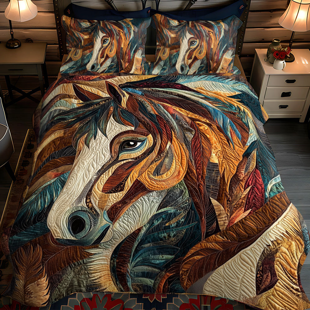 Artistic Horse-Themed 3-Piece Bedding Set