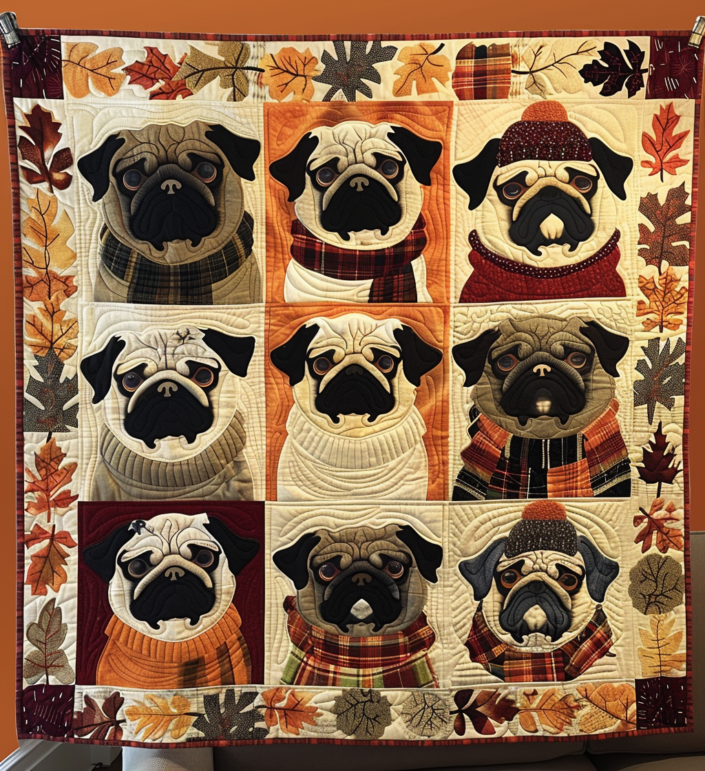 Autumn Pug Charm Blanket