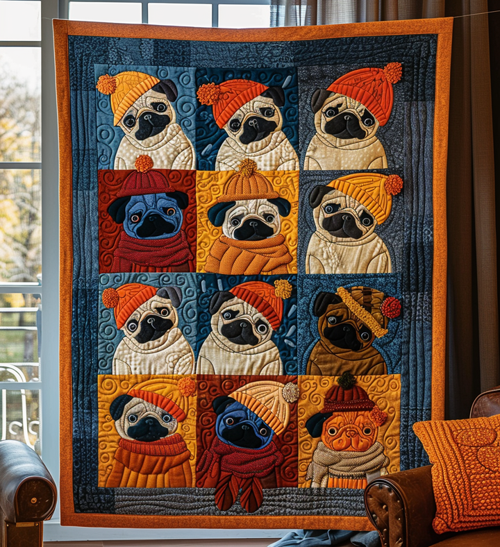 Autumn Pugs Blanket