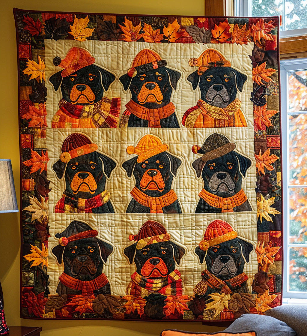 Autumn Leaves & Rottweiler Love Blanket