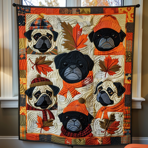 Autumn Pugs Blanket