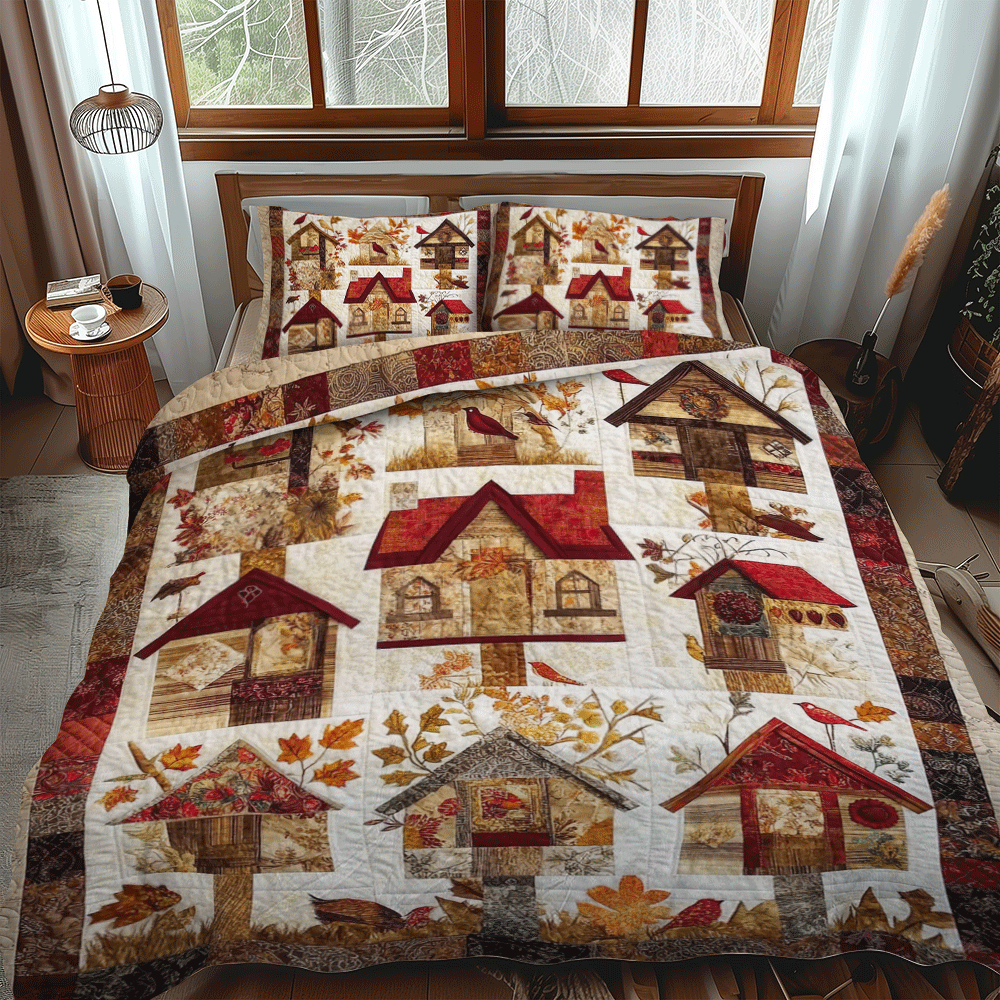 Bird House Thanksgiving 3-Piece Bedding Set