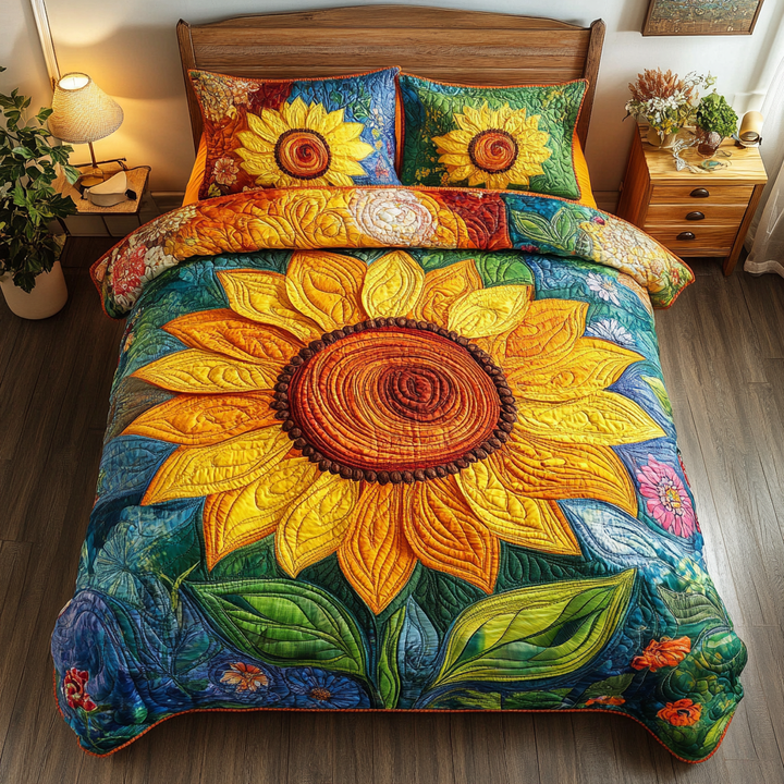 Bright Sunflower Delight 3-Piece Bedding Set