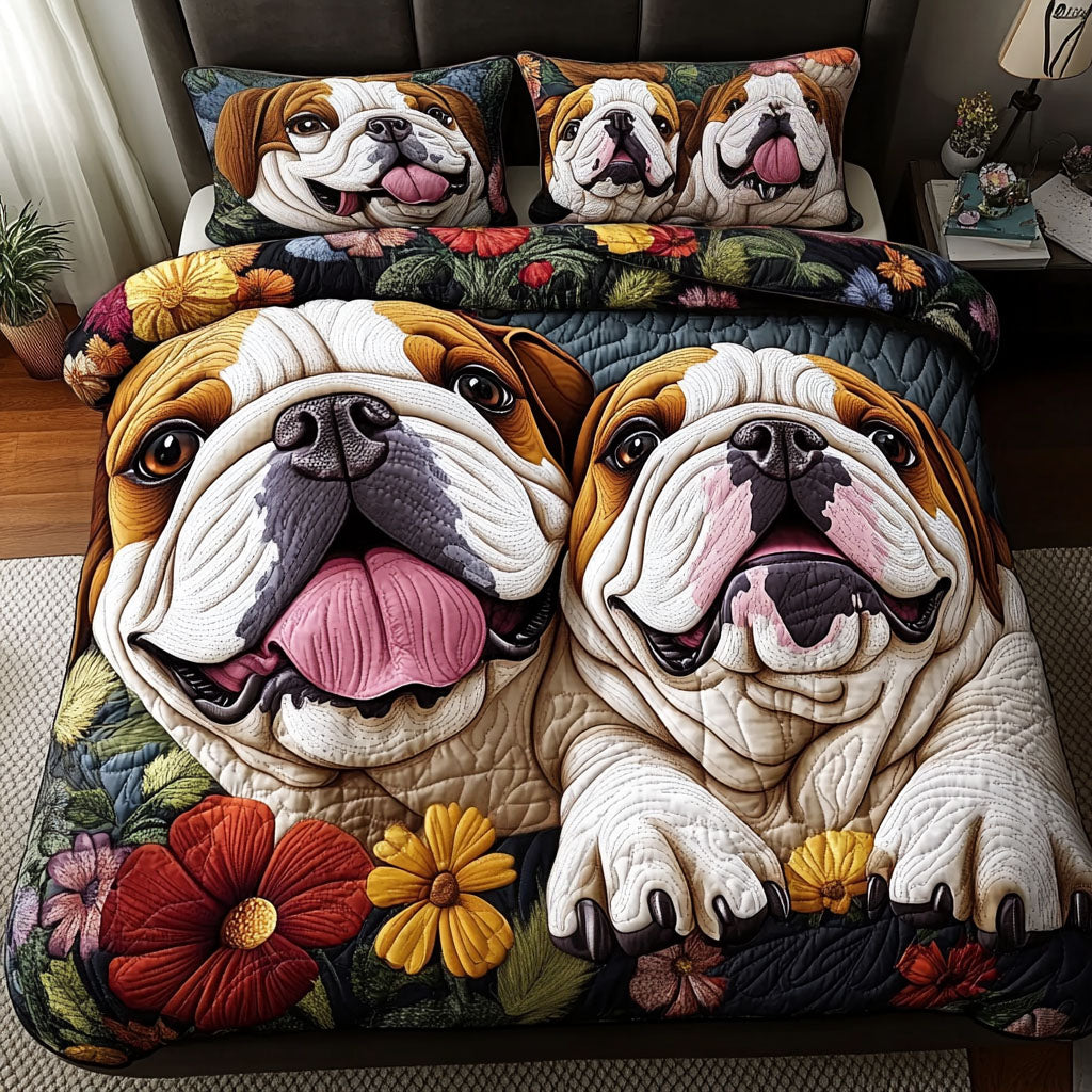 Bulldog Heart 3-Piece Bedding Set