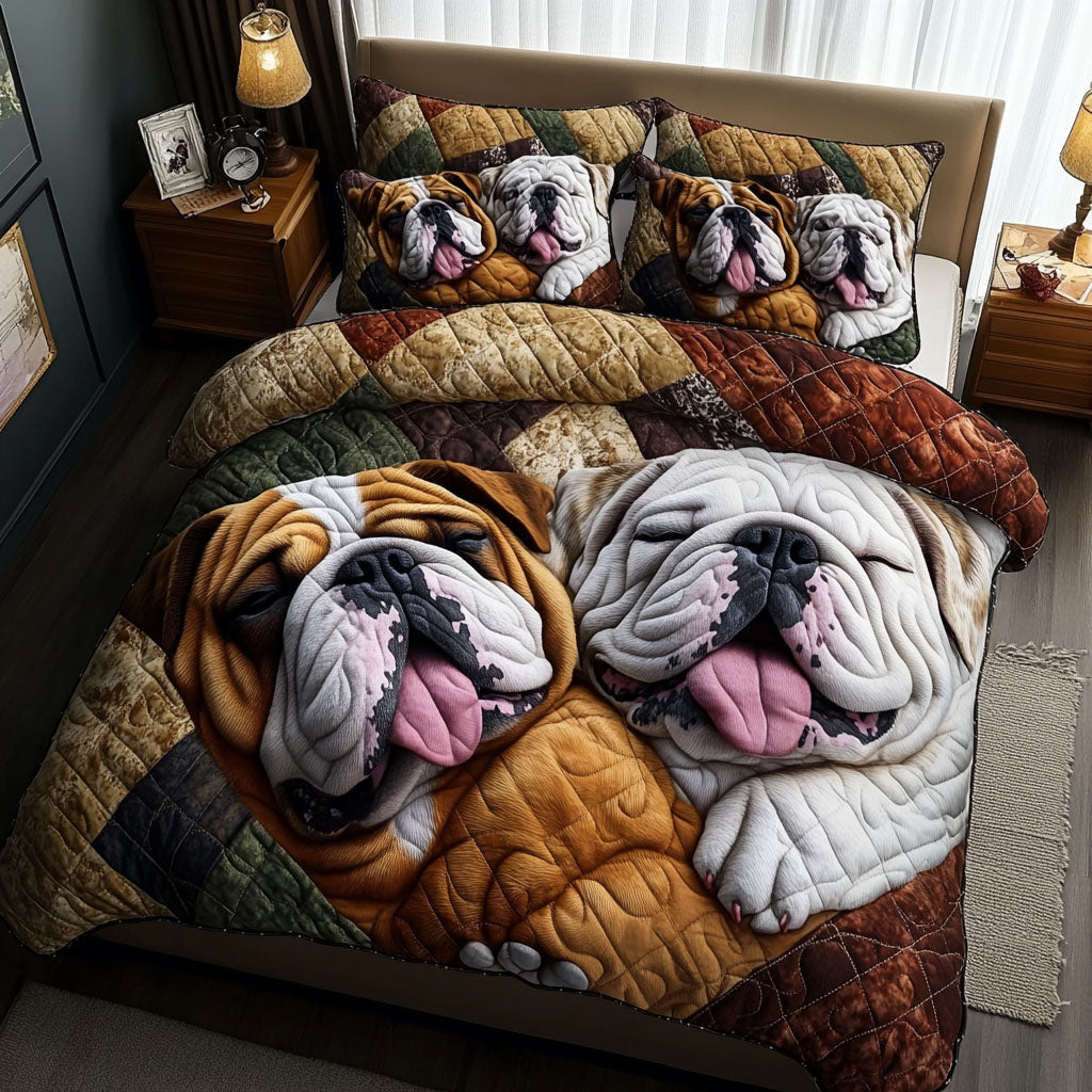 Bulldog Hugs 3-Piece Bedding Set