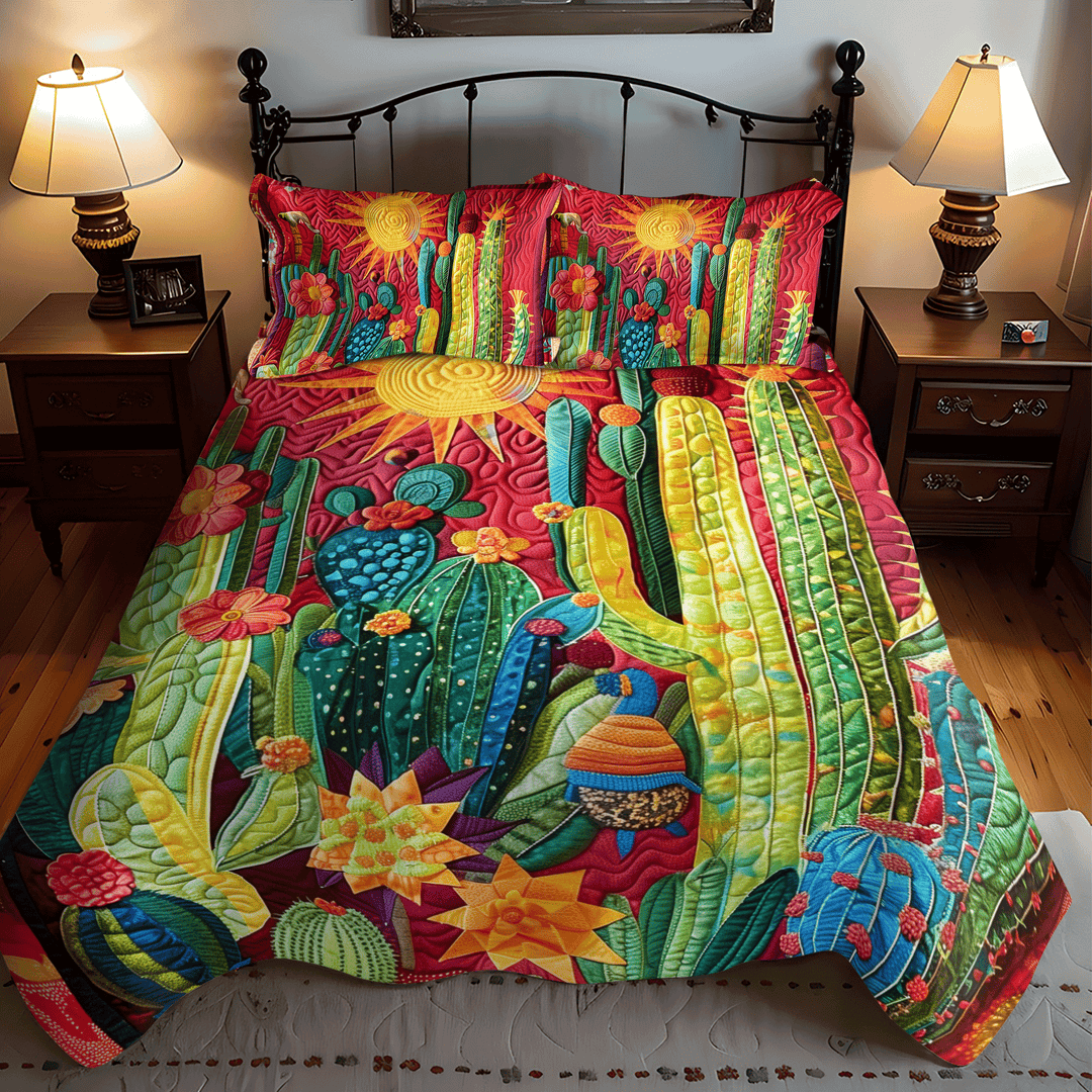 Cactus Garden Vista 3-Piece Bedding Set