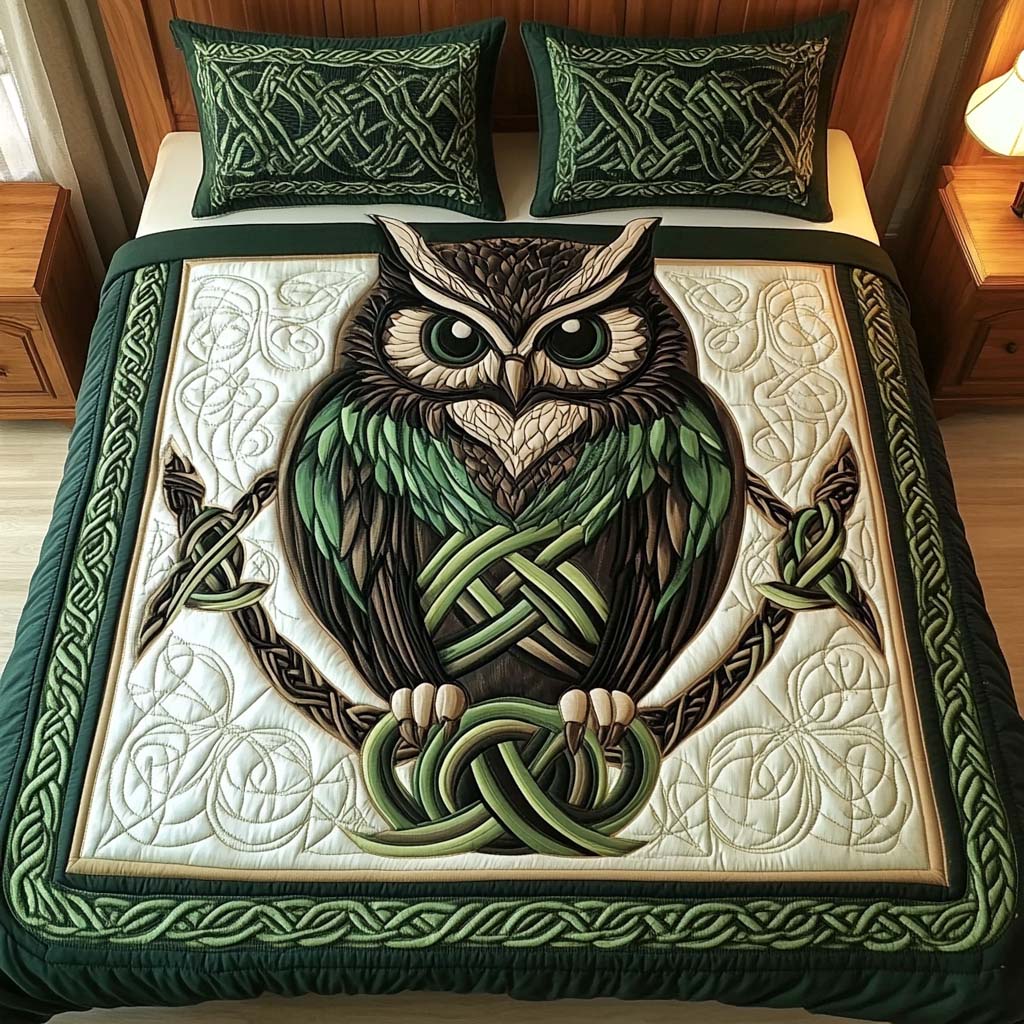 Celtic Owl Guardian 3-Piece Bedding Set