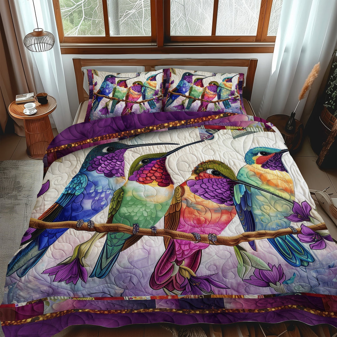 Colorful Hummingbirds 3-Piece Bedding Set
