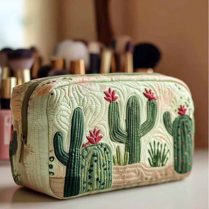 Desert Green Quilted Makeup Bag