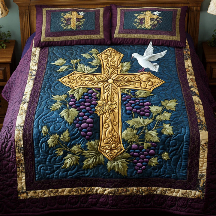 Dove Cross 3-Piece Bedding Set