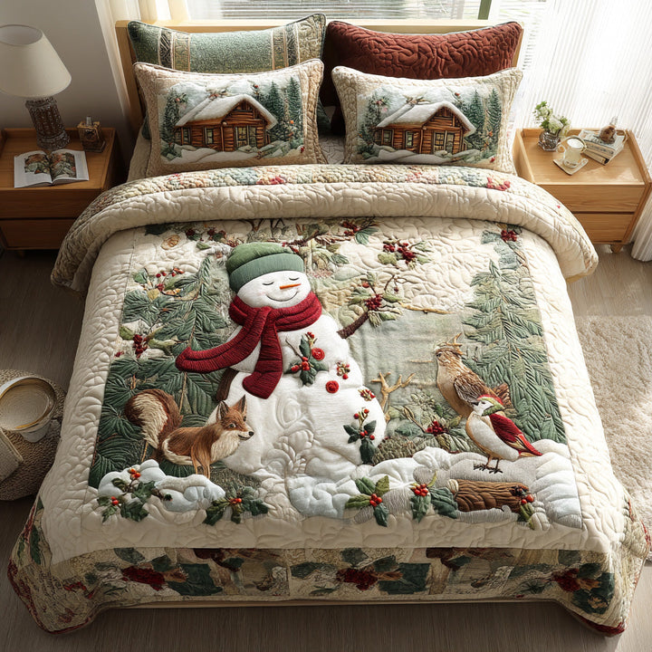 Gentle Winter Snowman 3-Piece Bedding Set