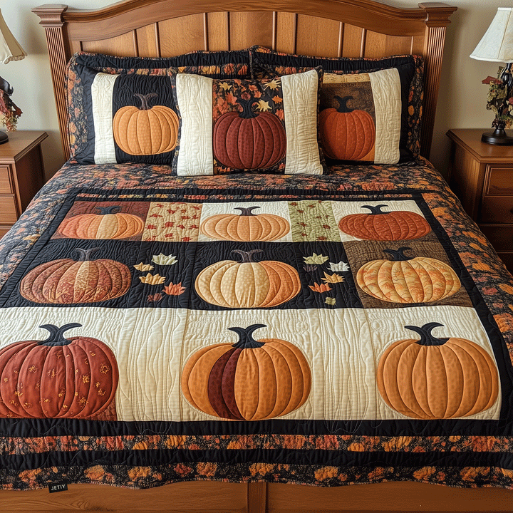 Halloween Pumpkin 3-Piece Bedding Set