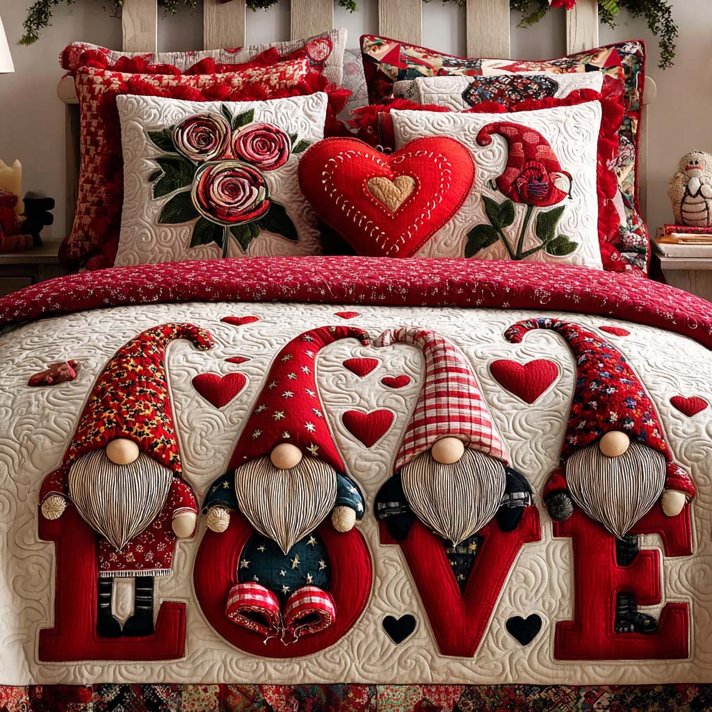 Heartfelt Gnome Hug 3-Piece Bedding Set