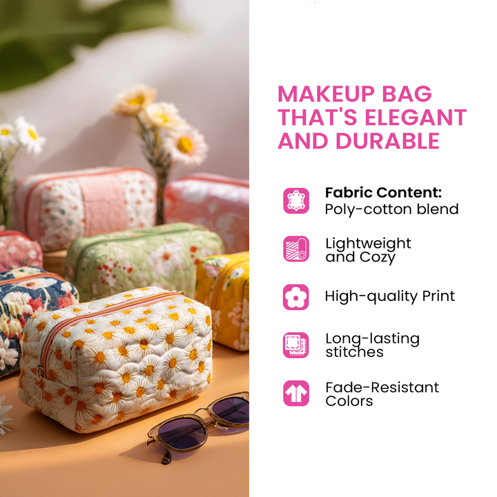 Winged Wonders Quilted Makeup Bag