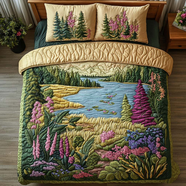Meadow Awakening 3-Piece Quited Bedding Set