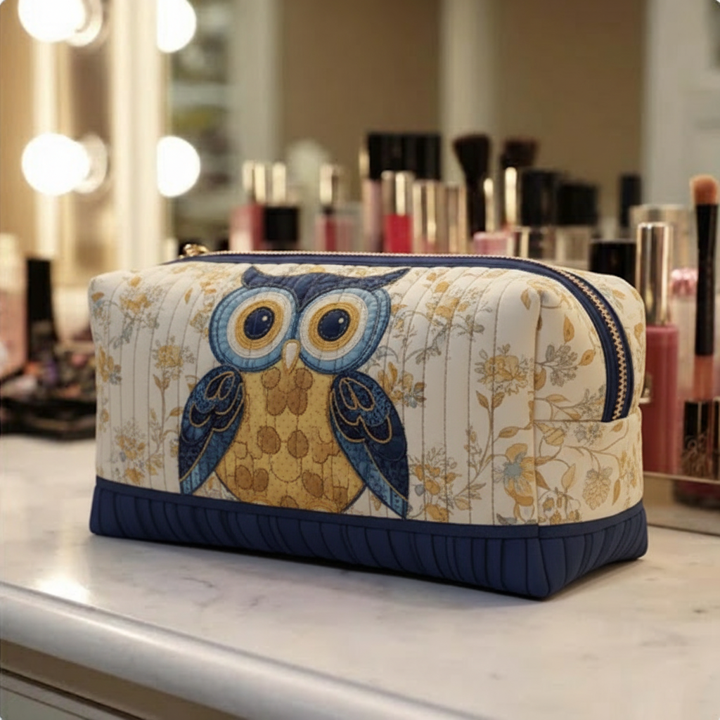 Mystic Feathers Quilted Makeup Bag
