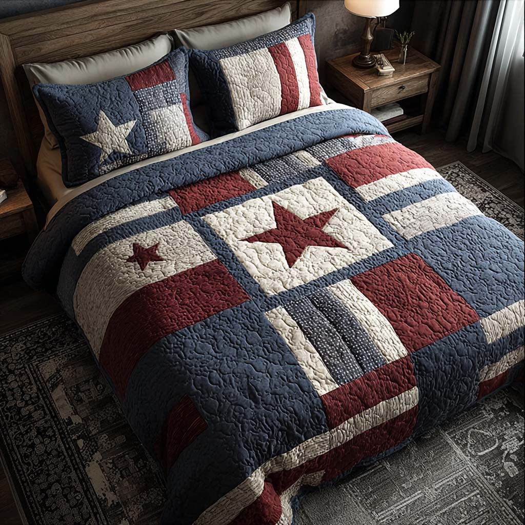 Patriotic Patchwork Classic 3-Piece Bedding Set