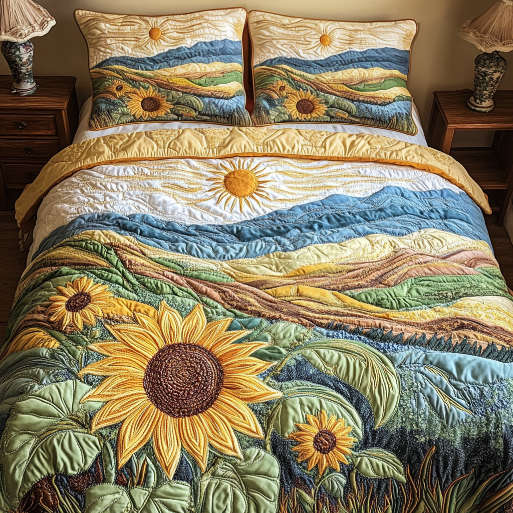 Peaceful Sunflowers 3-Piece Bedding Set