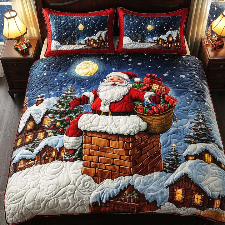 Santa Chimney 3-Piece Bedding Set