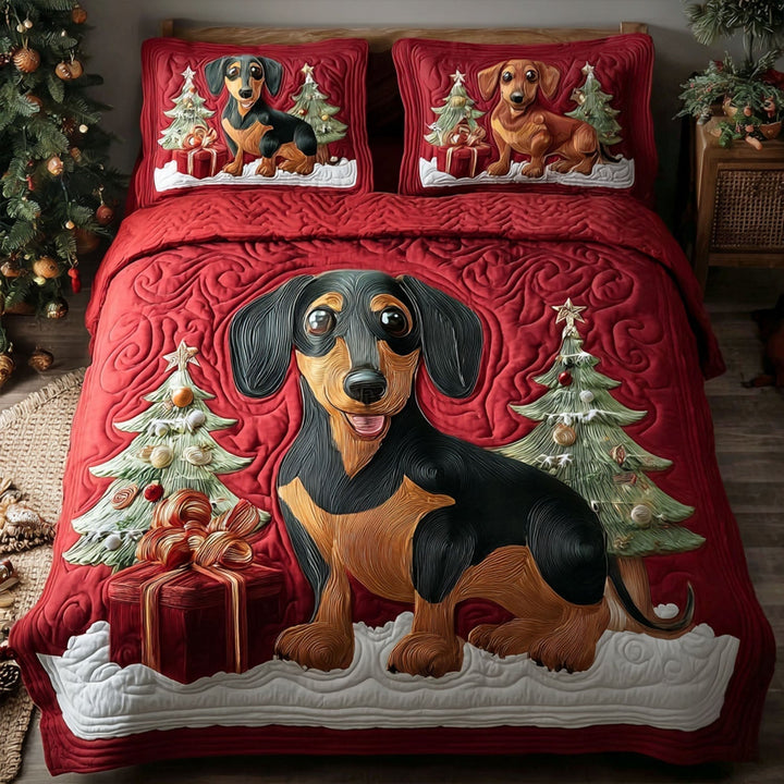 Snowy Sausage Dog 3-Piece Bedding Set
