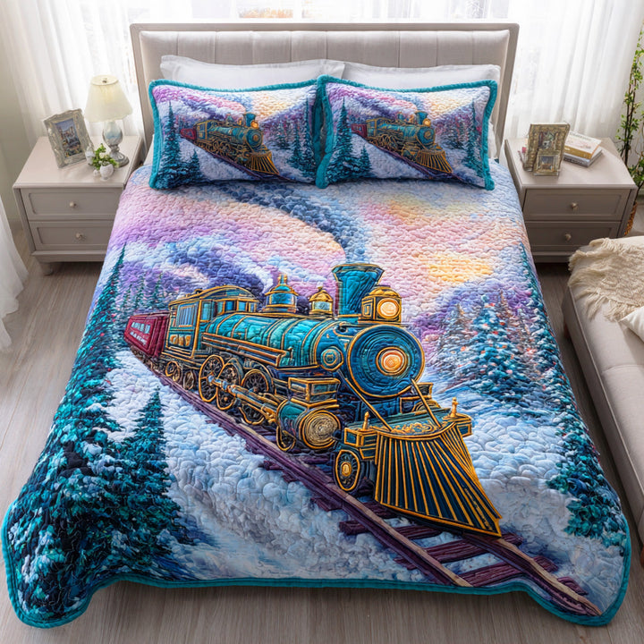 Snowy Steam Ride 3-Piece Bedding Set