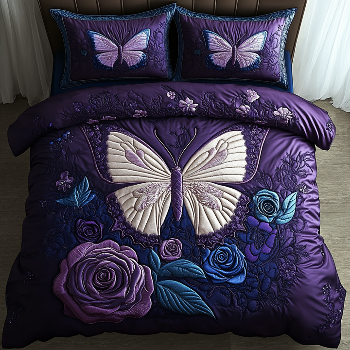 Twilight Butterfly Rose 3-Piece Bedding Set