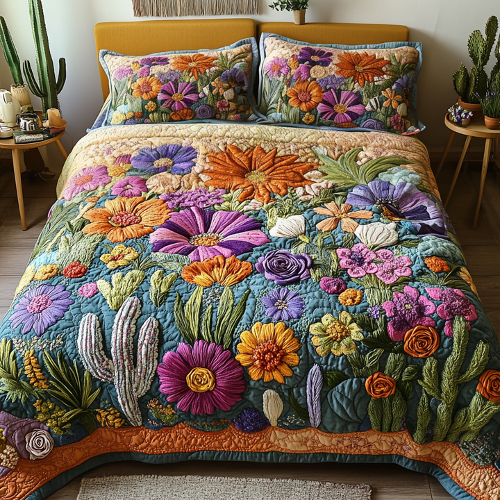 Vibrant Blooms 3-Piece Bedding Set