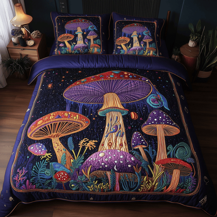 Whimsical Mushroom Magi 3-Piece Bedding Set