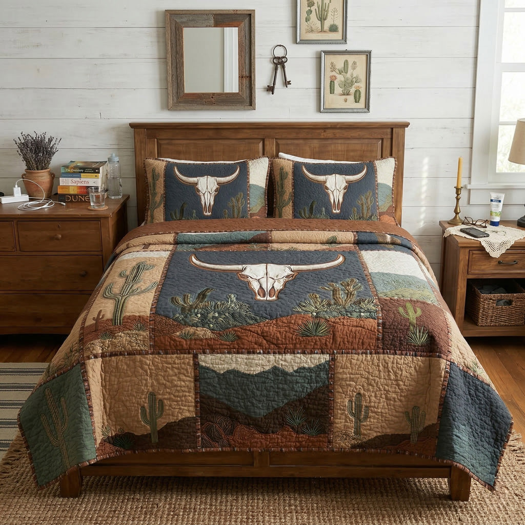 Sagebrush Longhorn Desert 3-Piece Bedding Set