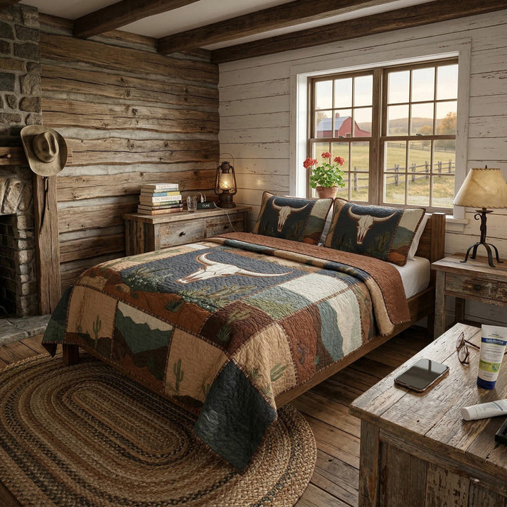 Sagebrush Longhorn Desert 3-Piece Bedding Set