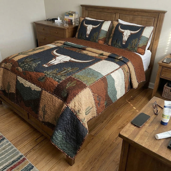 Sagebrush Longhorn Desert 3-Piece Bedding Set