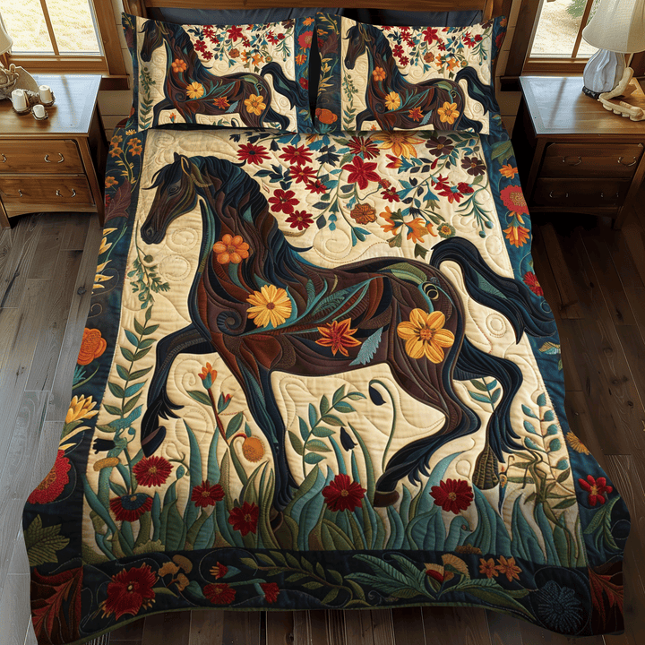 Artistic Horse-Themed 3-Piece Bedding Set