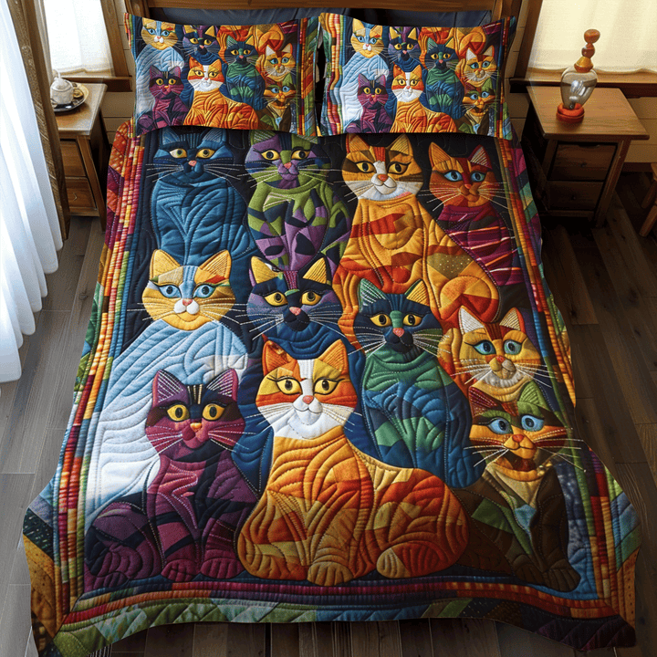 Whimsical Cat 3-Piece Bedding Set