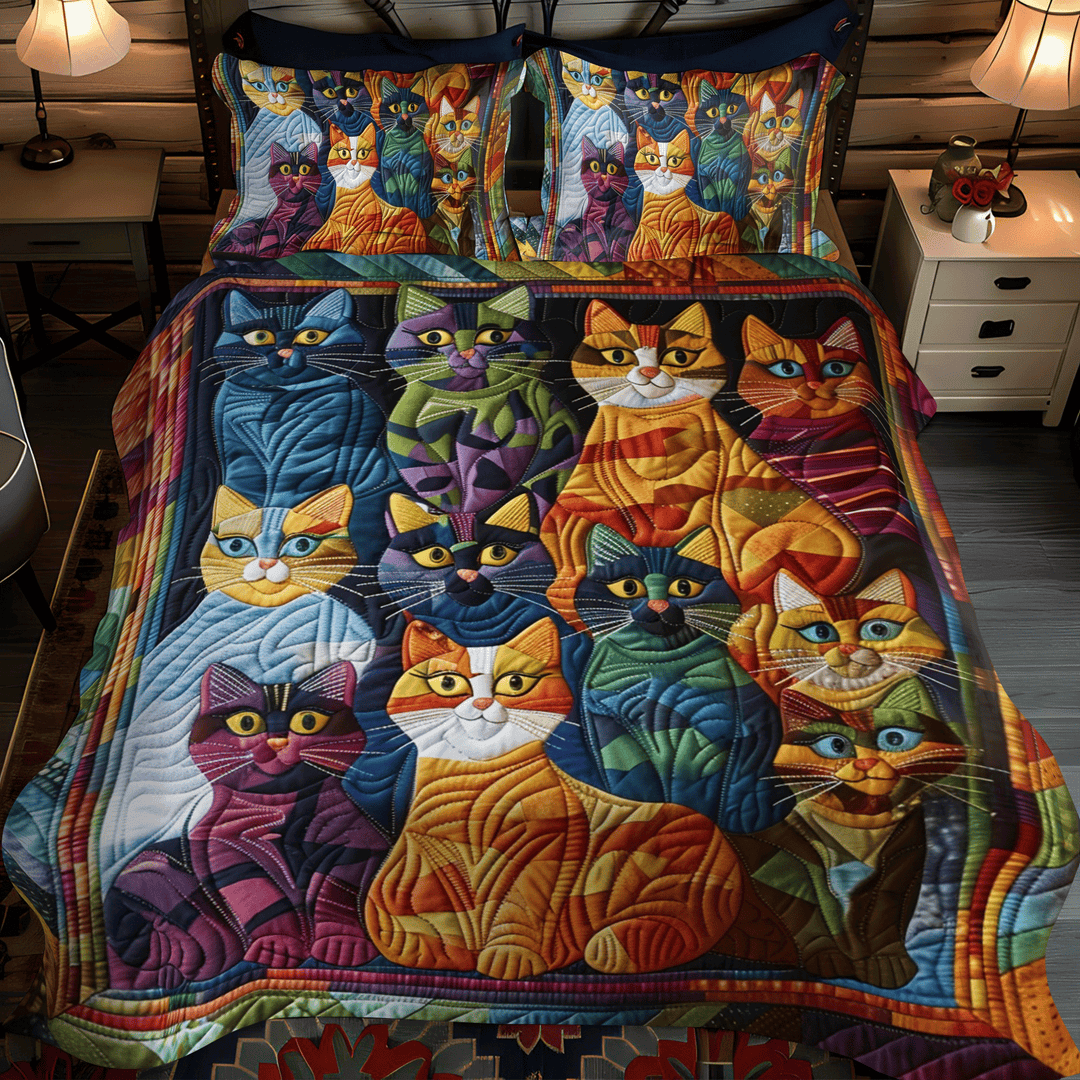 Whimsical Cat 3-Piece Bedding Set